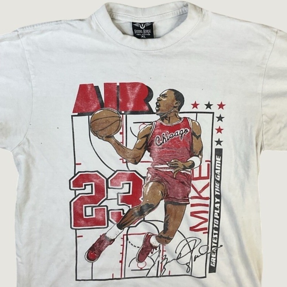 Vintage Flying Horse Michael Jordan Chicago 23 Graphic T-Shirt White XL vintage
